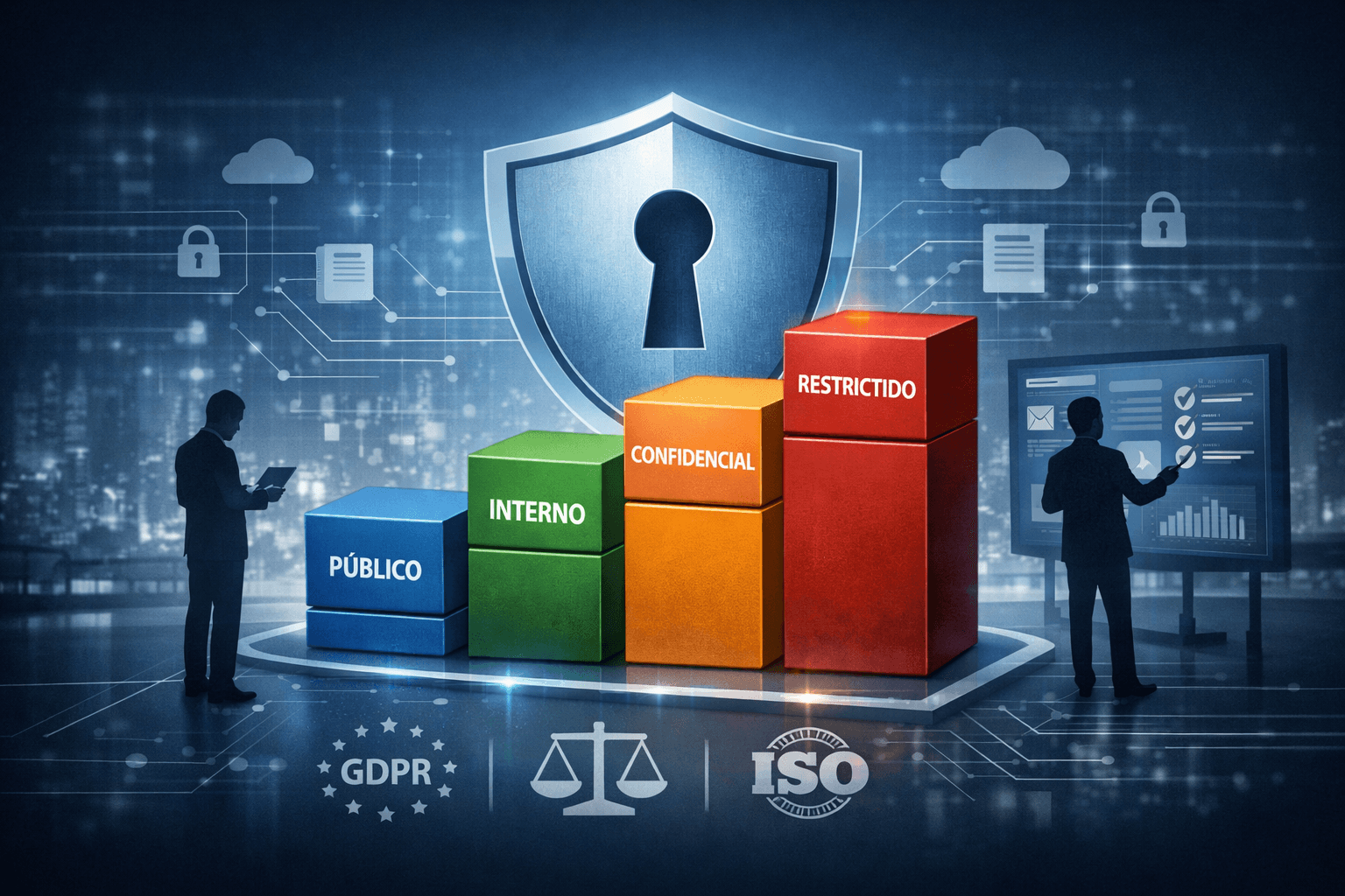 Imagen principal del artículo: Clasificación de datos “mínimo viable”: 4 niveles, dueños y reglas para SaaS, nube e IA